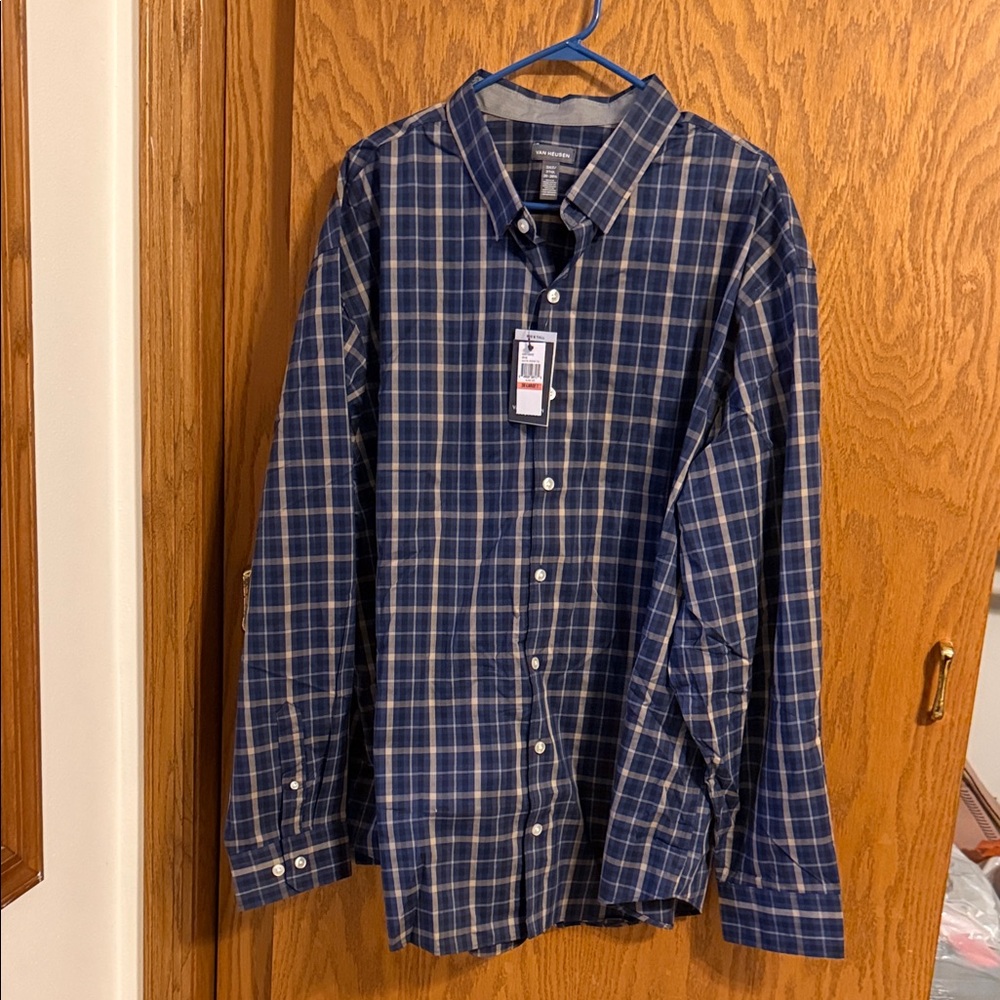 Van Heusen Navy and White Checkered Shirt
